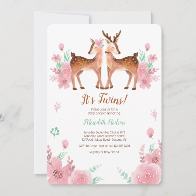 Inbjudan till Twin Hjort Baby Shower (Framsida)