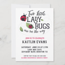 Inbjudan till Twin Ladybug Baby Shower