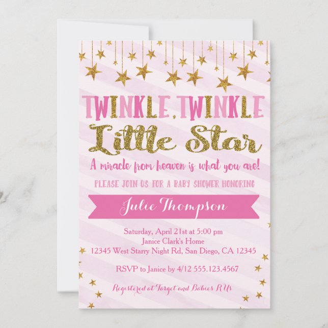 Inbjudan till Twinkle Baby Shower för Twinkle (Framsida)