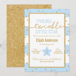Inbjudan till Twinkle Blue- och Guld-födelsedagar
