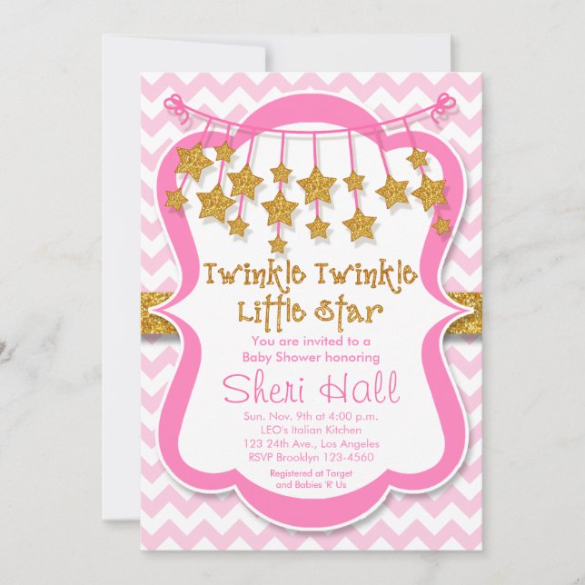 Inbjudan till Twinkle Little Star Baby Shower (Framsida)
