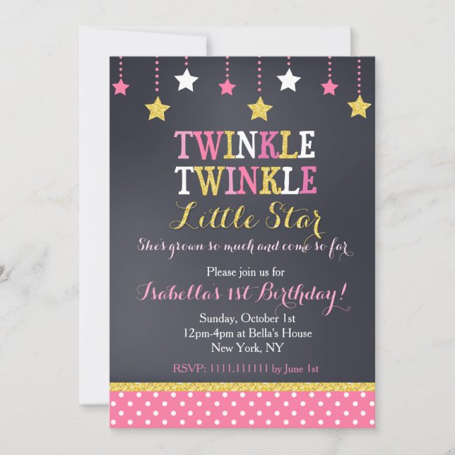 Inbjudan till Twinkle Little Star Birthday (Framsida)