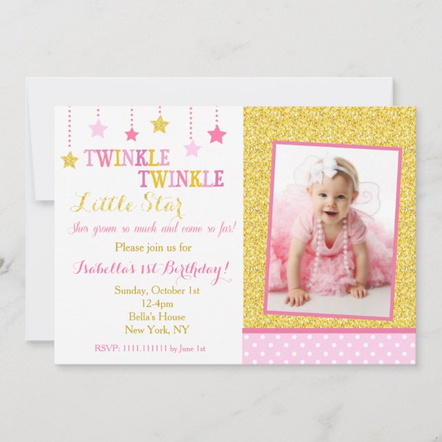 Inbjudan till Twinkle Little Star Birthday (Framsida)