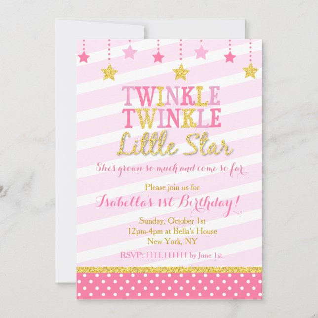 Inbjudan till Twinkle Little Star Birthday (Framsida)
