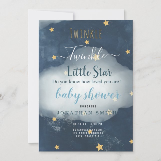 Inbjudan till Twinkle Little Star & Cloud Baby Sho (Framsida)