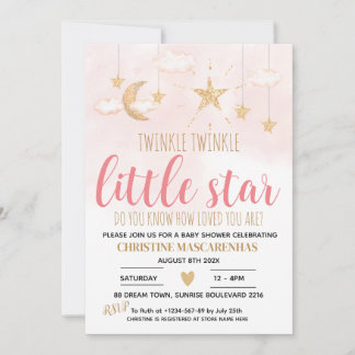 Inbjudan till Twinkle Little Star Rosa Shower Twin