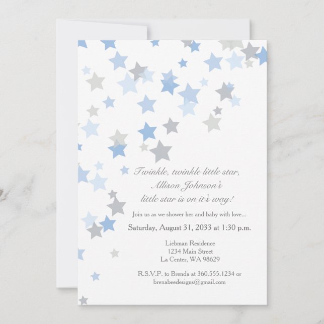 Inbjudan till Twinkle Little Star Silver (Framsida)