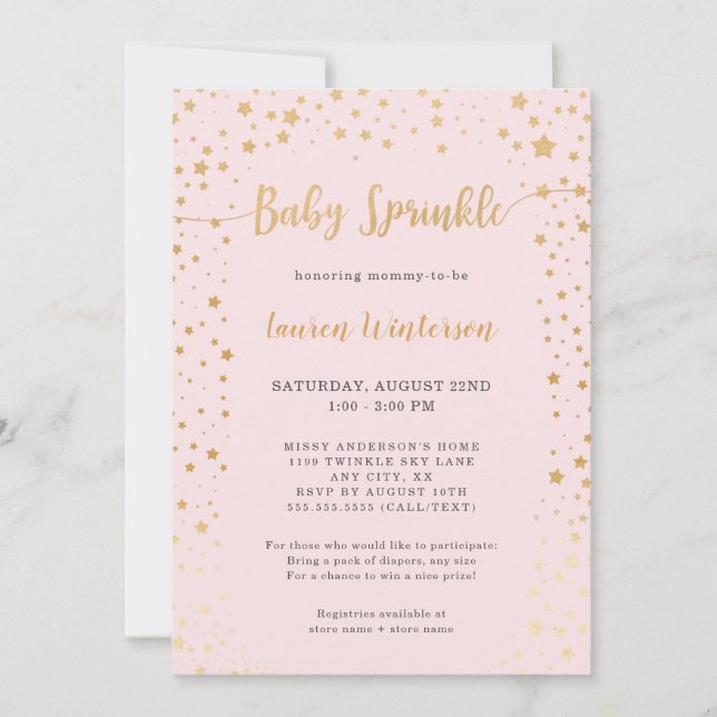 Inbjudan till Twinkle Stars Baby Sprinkle (Framsida)