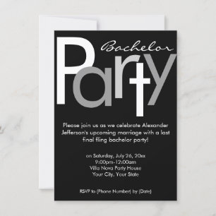 Inbjudan till Typografisk Grått Black Bachelor Par