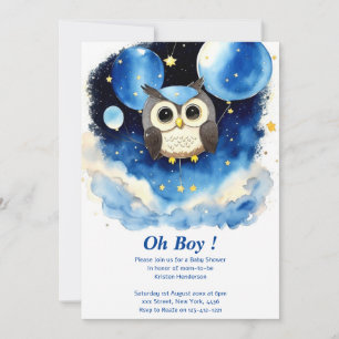 Inbjudan till uggla Boy Baby Shower