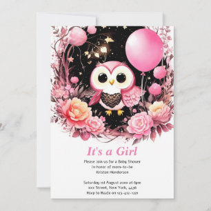 Inbjudan till uggla Girl Baby Shower