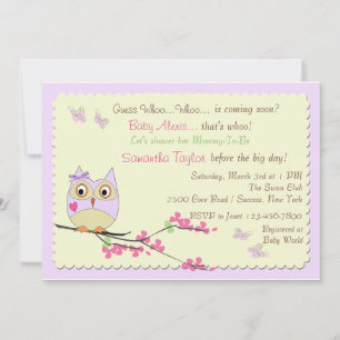 Inbjudan till uggla och Butterflies Baby Shower