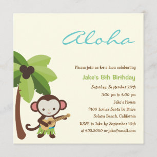 Inbjudan till Ukulele Monkey Luau Party