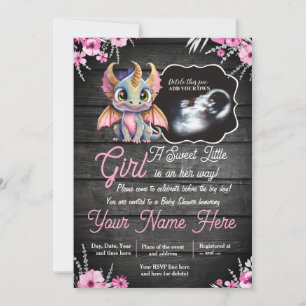 Inbjudan till Ultrasound Girl Dragon Baby Shower