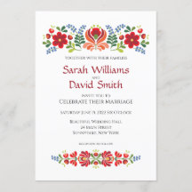 Inbjudan till ungerska Design Red Flowers Wedding