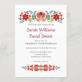 Inbjudan till ungerska Design Red Flowers Wedding