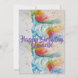 Inbjudan till Unicorn Art Watercolor Birthday Birt