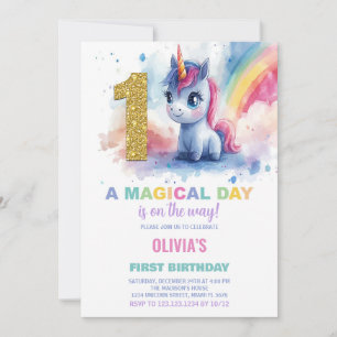 Inbjudan till Unicorn Birthday första födelsedag