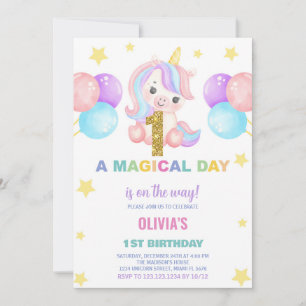 Inbjudan till Unicorn Birthday första födelsedag