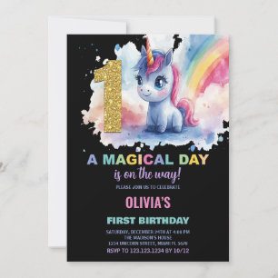 Inbjudan till Unicorn Birthday första födelsedag