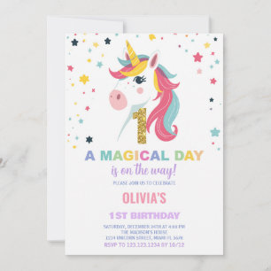 Inbjudan till Unicorn Birthday första födelsedag