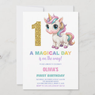 Inbjudan till Unicorn Birthday första födelsedag
