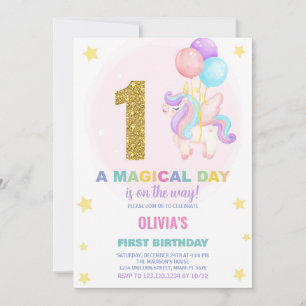 Inbjudan till Unicorn Birthday första födelsedag
