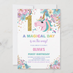 Inbjudan till Unicorn Birthday första födelsedag