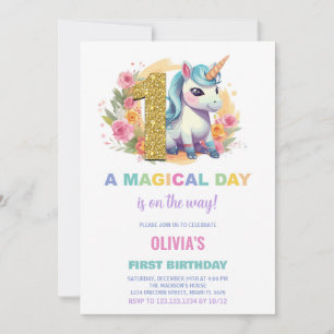 Inbjudan till Unicorn Birthday första födelsedag