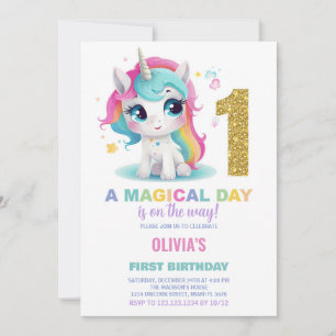 Inbjudan till Unicorn Birthday första födelsedag