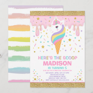 Inbjudan till Unicorn Ice Cream Magic Ice Cream Pa