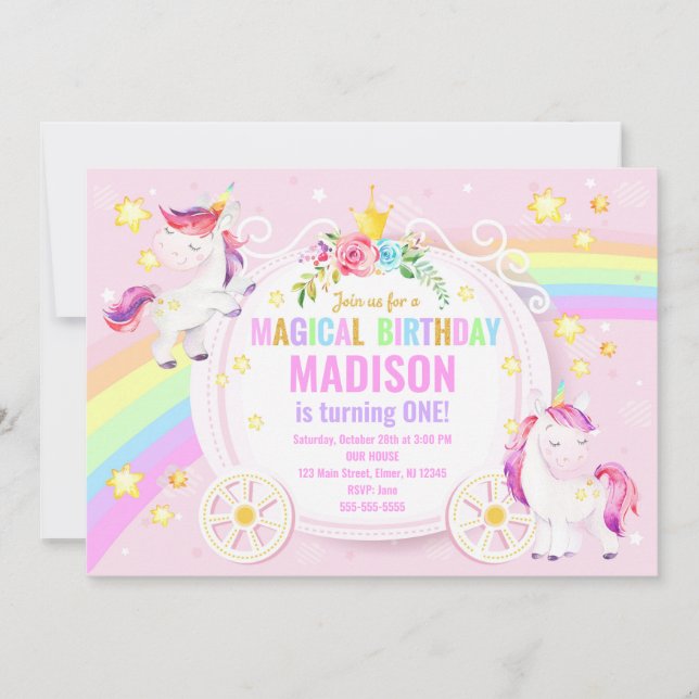 Inbjudan till Unicorn Magic Birthday/Whimsical (Framsida)