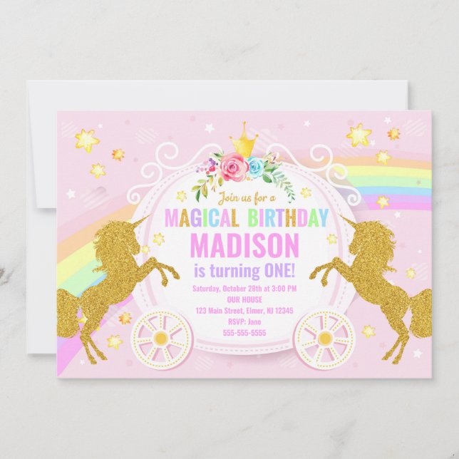 Inbjudan till Unicorn Magic Birthday/Whimsical (Framsida)