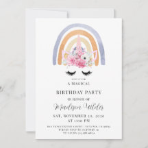 Inbjudan till Unicorn och Rainbow Barn Birthday