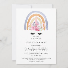 Inbjudan till Unicorn och Rainbow Barn Birthday