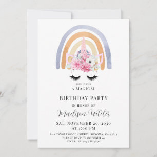 Inbjudan till Unicorn och Rainbow Barn Birthday