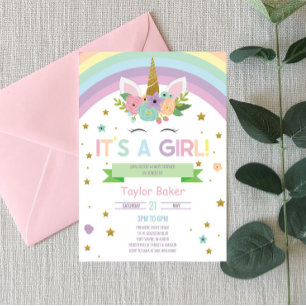 Inbjudan till Unicorn och Rainbows Baby Shower