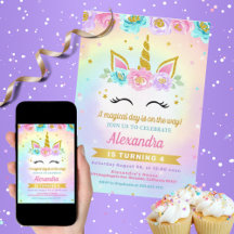 Inbjudan till Unicorn och Ro Barns födelsedag