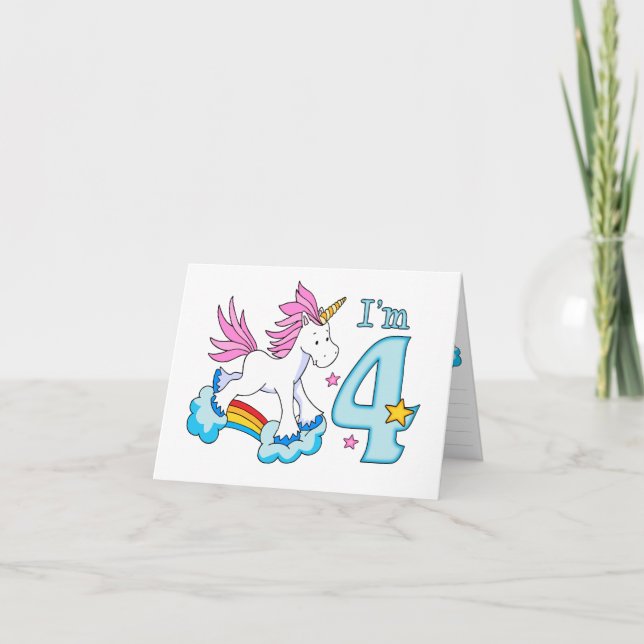 Inbjudan till Unicorn Rainbow 4e födelsedagen-infy (Framsida)