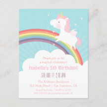 Inbjudan till Unicorn Rainbow Flick kalas