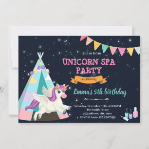 Inbjudan till Unicorn spa sleepover
