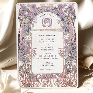 Inbjudan till unionen för plum & Lilac Art nouveau