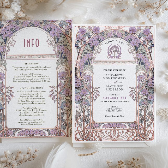 Inbjudan till unionen för plum & Lilac Art nouveau (Skapare uppladdad)