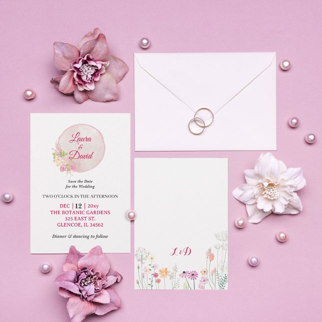 Inbjudan till utandningsbröllop i Röda Rosa ros (Skapare uppladdad)