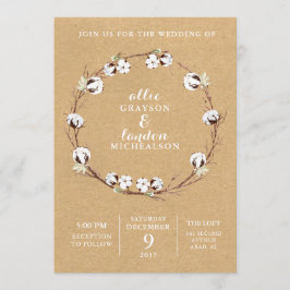 Inbjudan till utandningsbröllop med bomull