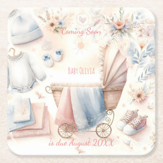 Inbjudan till utlysning av Cute kommer snart Underlägg Papper Kvadrat