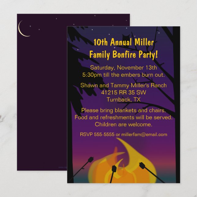 Inbjudan till utomhusbondeparti (Fram/baksida)