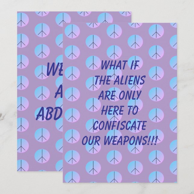 Inbjudan till utomjordiskt bortförande med vapen (Fram/baksida)