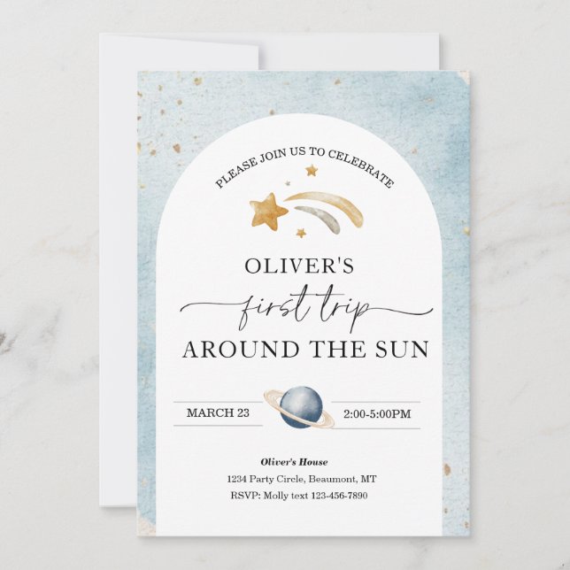 Inbjudan till utrymmets födelsedag | Första Resa-d (Framsida)