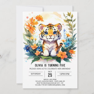 Inbjudan till utskrivbar tigerpojke på födelsedage